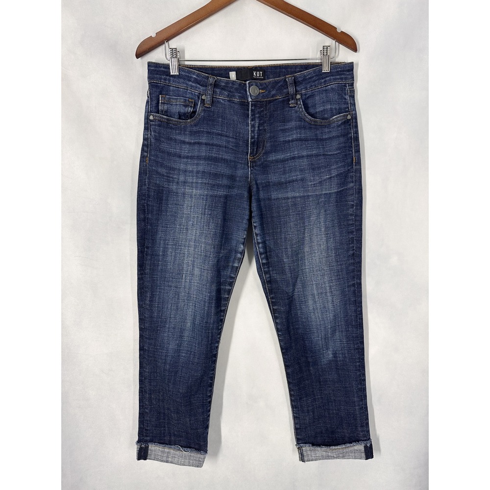 KUT from the Kloth Dark Wash Amy Crop Straight Leg Denim Jeans Women's Size 8